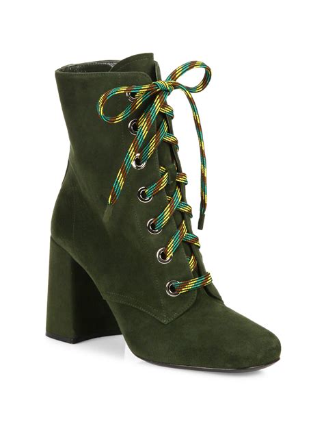 prada lace up suede boots|prada chunky heel ankle boots.